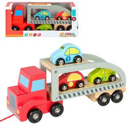 Camion jouet en bois avec 3 voitures