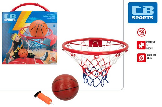 CB Sports Canasta de Baloncesto con balón y hinchador