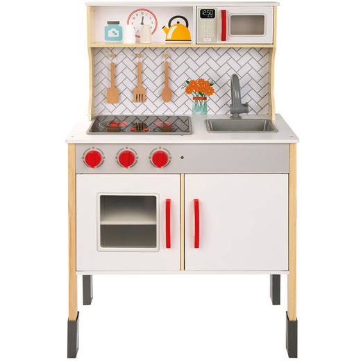 Woomax Wooden Toy Kitchen with Sound and Light 94.5 cm x 59.5 cm x 30 cm