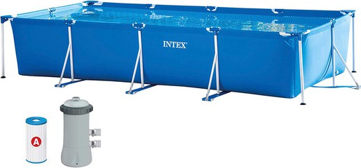Intex - 28274NP - Kit Piscine Metal Frame Rect Tubulaire 450 x 220 x 84 cm avec épurateur