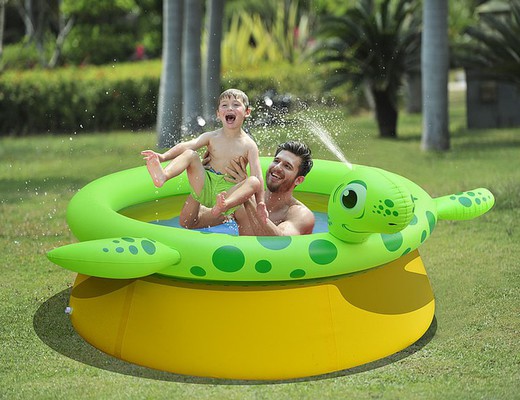 Piscine gonflable tortue avec spray