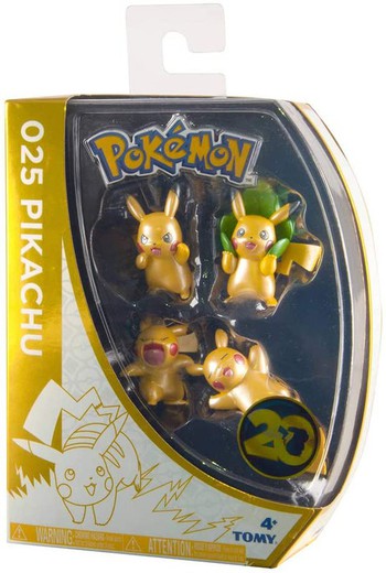 Pokemon Pack 4 Pikachu Figures 20e anniversaire