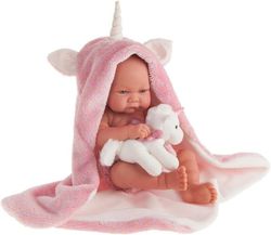 Antonio Juan Nica Neugeborenenpuppe mit Umhang und Plüscheinhorn, 42 cm