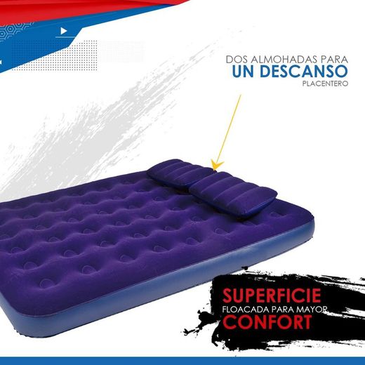 Avenli aufblasbares Luftbet Campingmatratze Set 203 x 152 x 22 cm, inklusive 2 Kissen und Luftpumpe