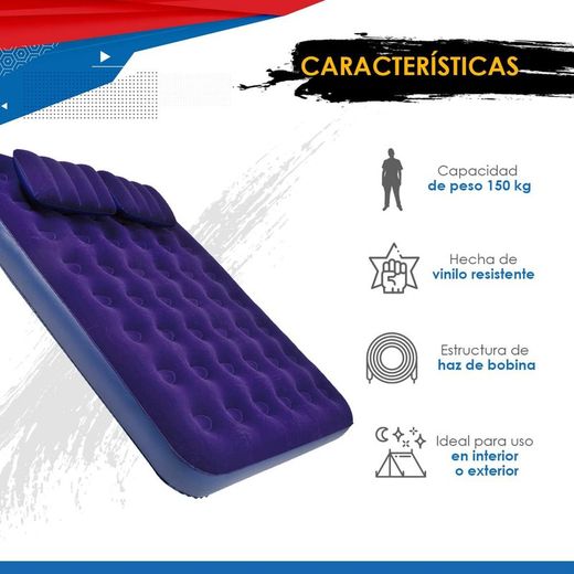 Avenli aufblasbares Luftbet Campingmatratze Set 203 x 152 x 22 cm, inklusive 2 Kissen und Luftpumpe