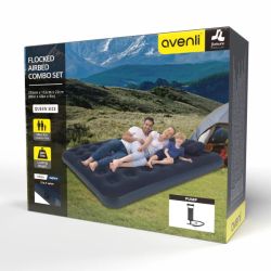 Avenli aufblasbares Luftbet Campingmatratze Set 203 x 152 x 22 cm, inklusive 2 Kissen und Luftpumpe