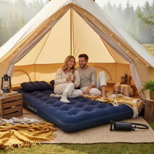 Avenli aufblasbares Luftbet Campingmatratze Set 203 x 152 x 22 cm, inklusive 2 Kissen und Luftpumpe