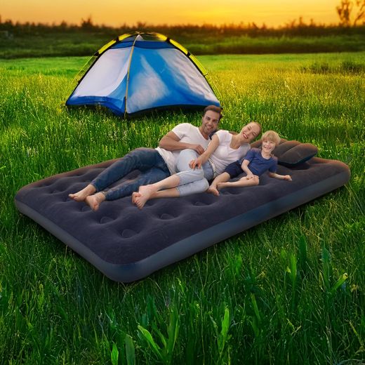 Avenli aufblasbares Luftbet Campingmatratze Set 203 x 152 x 22 cm, inklusive 2 Kissen und Luftpumpe