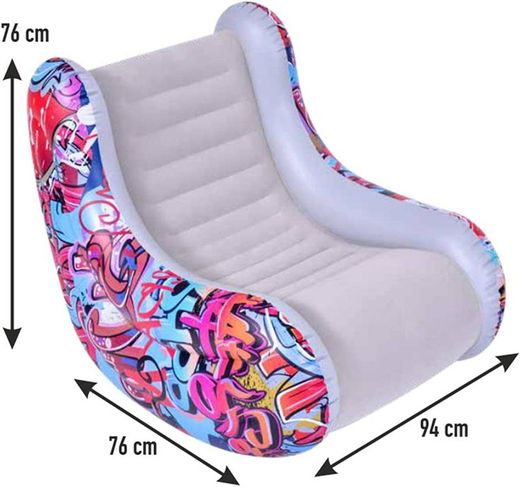 Avenli Aufblasbarer Sessel mit Graffiti-Design, 94 cm x 76 cm x 76 cm