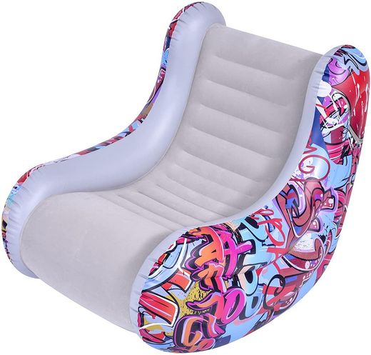 Avenli Aufblasbarer Sessel mit Graffiti-Design, 94 cm x 76 cm x 76 cm