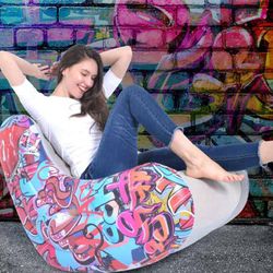 Avenli Aufblasbarer Sessel mit Graffiti-Design, 94 cm x 76 cm x 76 cm