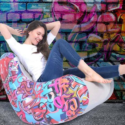 Avenli Aufblasbarer Sessel mit Graffiti-Design, 94 cm x 76 cm x 76 cm