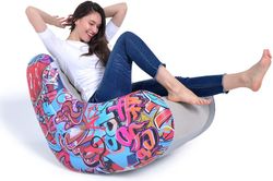 Avenli Aufblasbarer Sessel mit Graffiti-Design, 94 cm x 76 cm x 76 cm