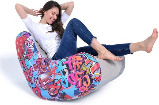 Avenli Aufblasbarer Sessel mit Graffiti-Design, 94 cm x 76 cm x 76 cm