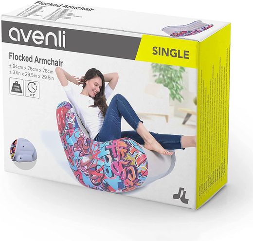 Avenli Aufblasbarer Sessel mit Graffiti-Design, 94 cm x 76 cm x 76 cm