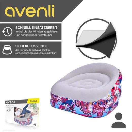 Avenli aufblasbarer Graffiti-Sessel 105 cm x 98 cm x 65 cm