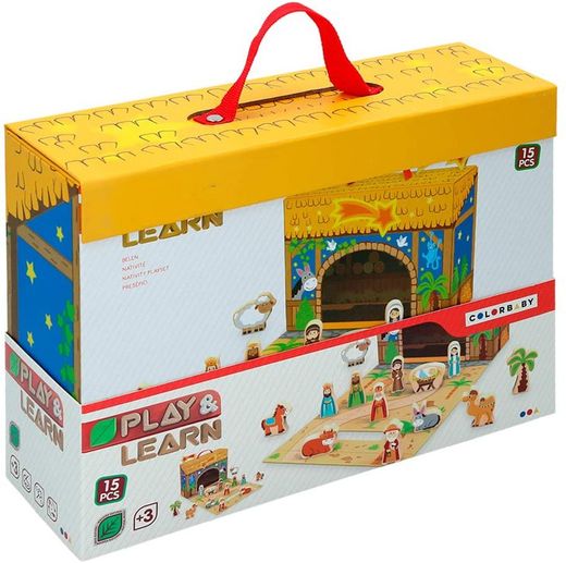 Woomax 15-teiliges Weihnachtskrippen-Set aus Holz