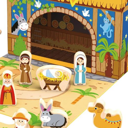 Woomax 15-teiliges Weihnachtskrippen-Set aus Holz