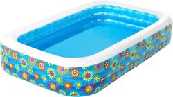 Bestway 54121 Floral Familien-Schwimmbecken, rechteckig, aufblasbarer Pool, 305 cm