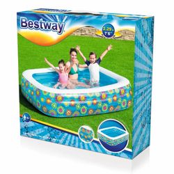Bestway 54121 Floral Familien-Schwimmbecken, rechteckig, aufblasbarer Pool, 305 cm