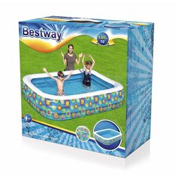 Bestway 54121 Floral Familien-Schwimmbecken, rechteckig, aufblasbarer Pool, 305 cm