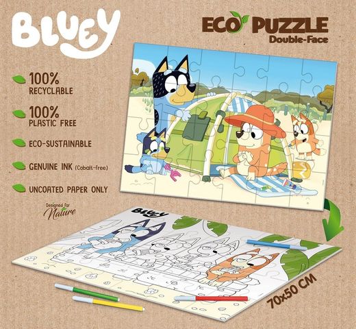Bluey ECO Doppelseitiges Malpuzzle, 24 Teile, XL