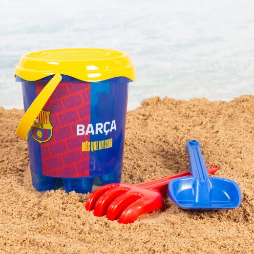 FC Barcelona Strandset mit Sandburg, Spielzeug und Ball