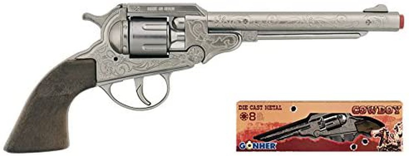 Pistolet de cowboy à pétards, noir/marron, 20 cm