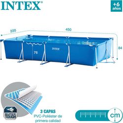 Intex 28274NP Rechteckiger kleiner Rahmenpool zum Aufstellen (450 x 220 x 84 cm) mit Filterpumpe