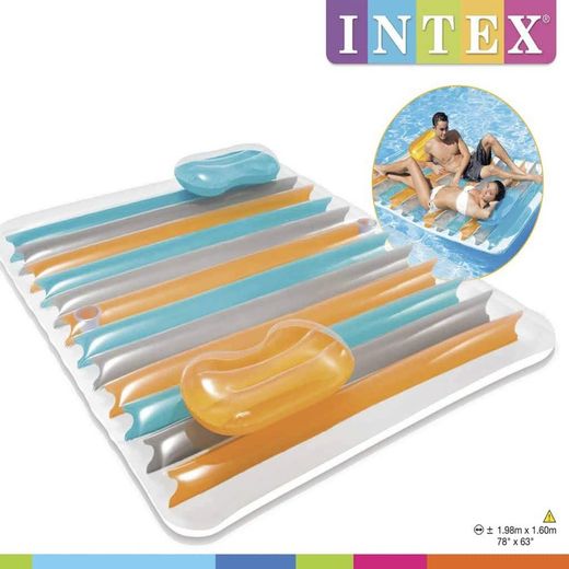 Intex Colchón doble hinchable con doble almohada 198 cm x 160 cm