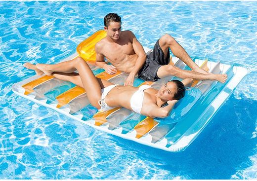 Intex Colchón doble hinchable con doble almohada 198 cm x 160 cm