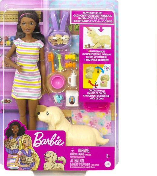 Mattel Barbie morena Perritos recién nacidos