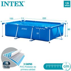 Intex 28270 Piscina Rectangular Small Frame familiar 2.20m