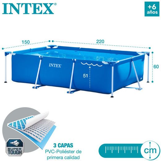 Intex 28270 Piscina Rectangular Small Frame familiar 2.20m