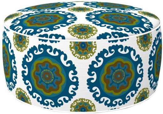 Puff Hinchable Ottoman diseño étnico verde