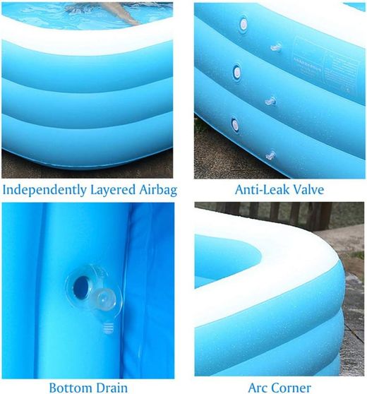 Sun Club Piscina Familiar hinchable rectangular 305 cm x 183 cm x 56 cm