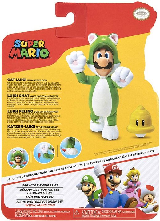 Nintendo Super Mario Figura Luigi Felino con Campana