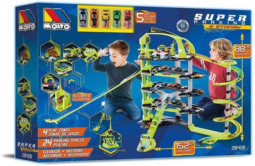 Molto Parking Garage Voiture pour enfants 5 étages avec 4 zones de jeux
