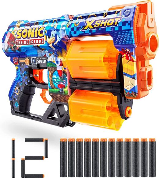 Zuru X-SHOT Skins - Dread Sonic The Hedgehog Gun with 12 Darts
