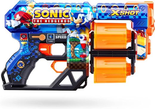 Zuru X-SHOT Skins-Pistola Dread Sonic The Hedgehog con 12 dardos